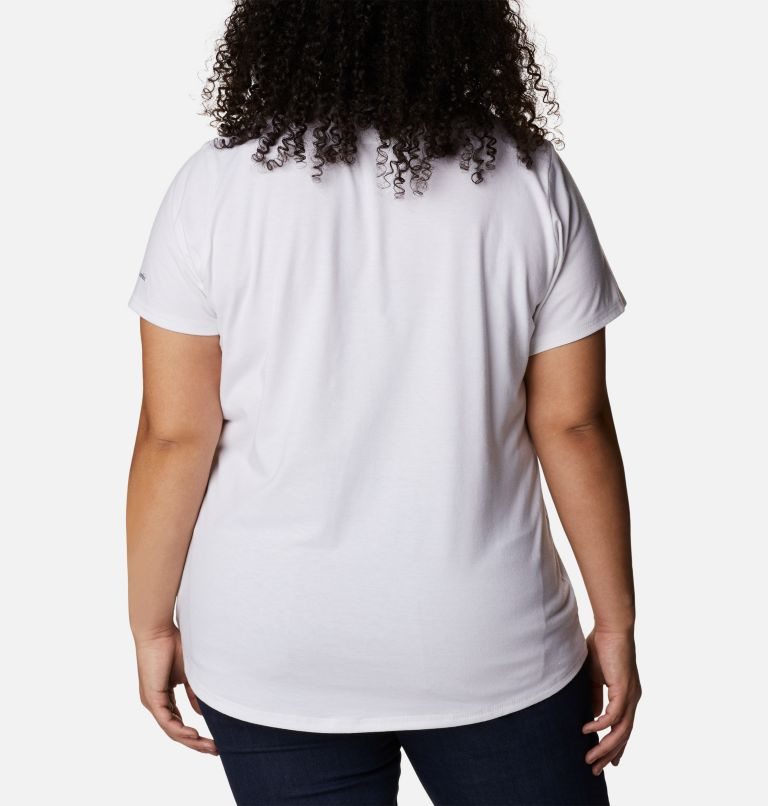 Women's Columbia Sun Trek Graphic T Shirts White | Plus Size CA-B3CA6